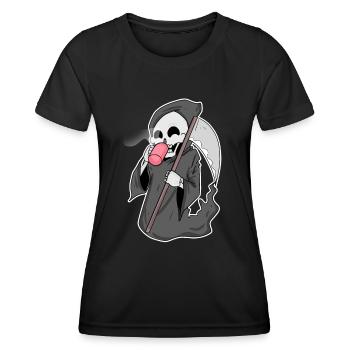 Grim Reaper with coffee - Women's Functional T-Shirt - black - Front - AI Model Female 172 light (172cm)