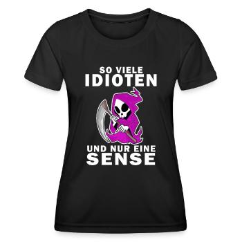 Sensenmann Dame - Frauen Funktions-T-Shirt - Schwarz - Vorne - AI Model Female 172 light (172cm)