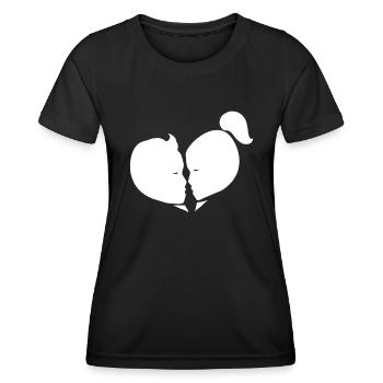 Herz Liebe Verbindung Romantisch - Frauen Funktions-T-Shirt - Schwarz - Vorne - AI Model Female 172 light (172cm)