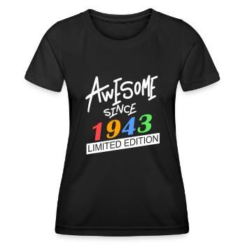 1943 - Jahrgang 1943 - Fantastisch seit 1943 - Frauen Funktions-T-Shirt - Schwarz - Vorne - AI Model Female 172 light (172cm)