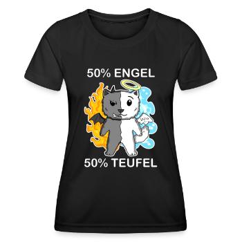 Katze Katzenrasse Perserkatze - Engel und Teufel - Frauen Funktions-T-Shirt - Schwarz - Vorne - AI Model Female 172 light (172cm)