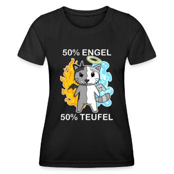 Katze Engel und Teufel - Frauen Funktions-T-Shirt - Schwarz - Vorne - AI Model Female 172 light (172cm)