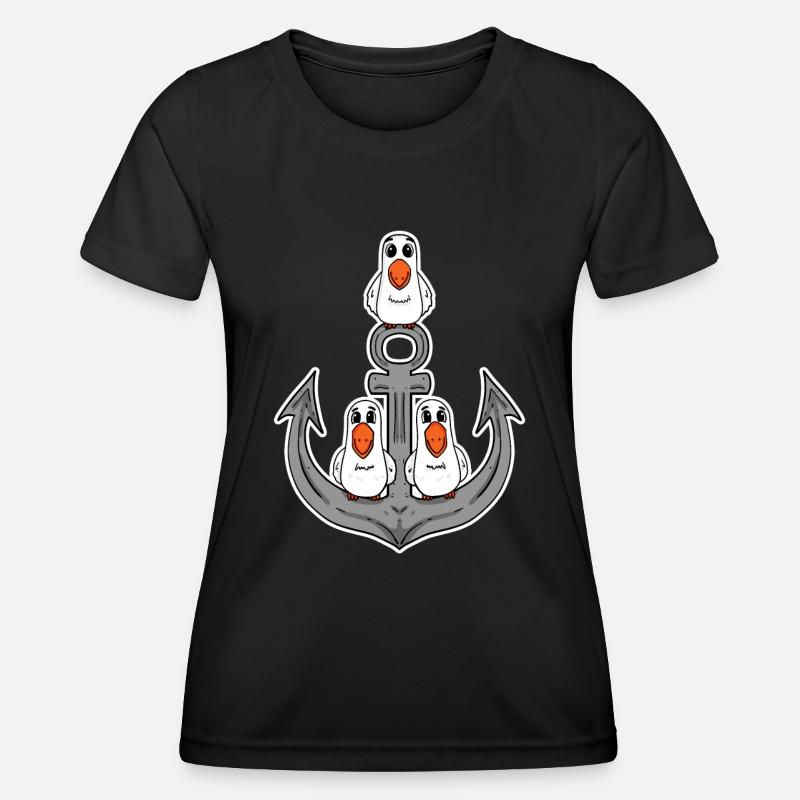 Seagulls Seagull Anchor - Women's Functional T-Shirt - black