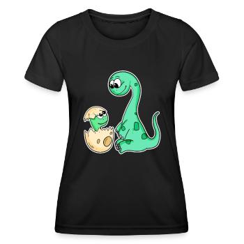 Dinosaurs with Baby Dinosaurs - Women's Functional T-Shirt - black - Front - AI Model Female 172 light (172cm)