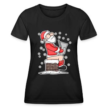 Weihnachtsmann Schornstein lustig Weihnachten - Frauen Funktions-T-Shirt - Schwarz - Vorne - AI Model Female 172 light (172cm)
