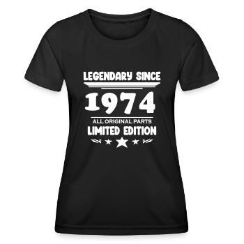 Year of construction 1974 - born 1974 - Women's Functional T-Shirt - black - Front - AI Model Female 172 light (172cm)