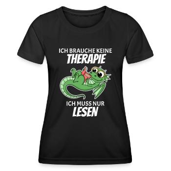 Bücher Drache Drachen - Frauen Funktions-T-Shirt - Schwarz - Vorne - AI Model Female 172 light (172cm)