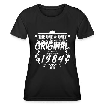 1984 - Baujahr 1984 - Jahrgang 1984 - Frauen Funktions-T-Shirt - Schwarz - Vorne - AI Model Female 172 light (172cm)