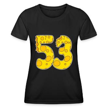 53 years of Lustig Käse - Women's Functional T-Shirt - black - Front - AI Model Female 172 light (172cm)