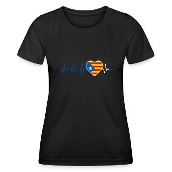 HERZSCHLAG KATALONIEN KATALANISCH FLAGGE GESCHENK - Frauen Funktions-T-Shirt - Schwarz - Vorne - AI Model Female 172 light (172cm)