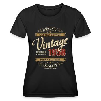 65th Birthday Vintage 1958 né en édition limitée - T-shirt sport Femme - noir - Devant - AI Model Female 172 light (172cm)
