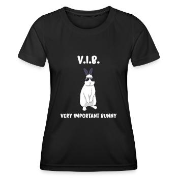 Kaninchen mit Sonnenbrille Hase Lustiges Geschenk - Frauen Funktions-T-Shirt - Schwarz - Vorne - AI Model Female 172 light (172cm)
