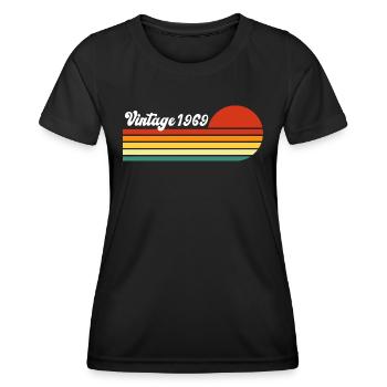 Born in 1969 Year of birth Birthday Retro - Women's Functional T-Shirt - black - Front - AI Model Female 172 light (172cm)