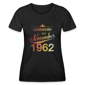 Légendaire 60ème anniversaire Novembre 1962 Millésime 62 - T-shirt sport Femme - noir - Devant - AI Model Female 172 light (172cm)