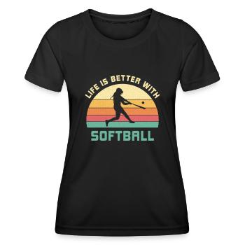 Leben ist besser mit Softball Spruch Geschenk - Frauen Funktions-T-Shirt - Schwarz - Vorne - AI Model Female 172 light (172cm)
