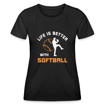 Leben ist besser mit Softball Spruch Geschenk - Frauen Funktions-T-Shirt - Schwarz - Vorne - AI Model Female 172 light (172cm)