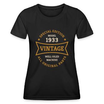 Vintage 90. Geburtstag Jahrgang 1933 Geschenkidee - Frauen Funktions-T-Shirt - Schwarz - Vorne - AI Model Female 172 light (172cm)