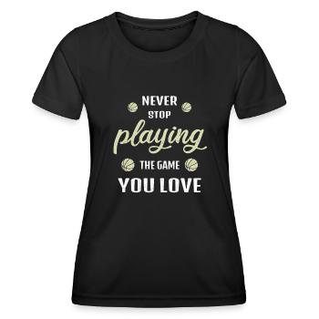 N’arrêtez jamais de jouer au basketball Love - T-shirt sport Femme - noir - Devant - AI Model Female 172 light (172cm)