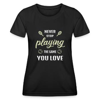 N’arrêtez jamais de jouer au jeu Tennis Gift - T-shirt sport Femme - noir - Devant - AI Model Female 172 light (172cm)