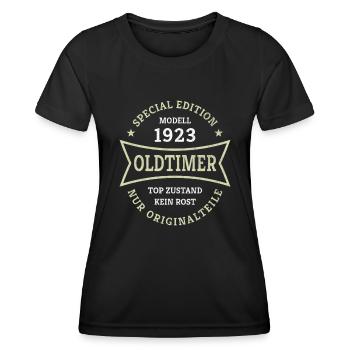 Oldtimer 100. Geburtstag Jahrgang 1923 Geschenk - Frauen Funktions-T-Shirt - Schwarz - Vorne - AI Model Female 172 light (172cm)