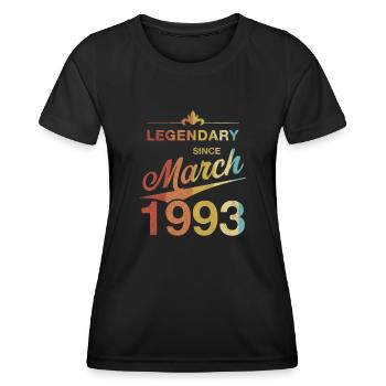 30. Geburtstag Legendär März 1993 Jahrgang 93 - Frauen Funktions-T-Shirt - Schwarz - Vorne - AI Model Female 172 light (172cm)