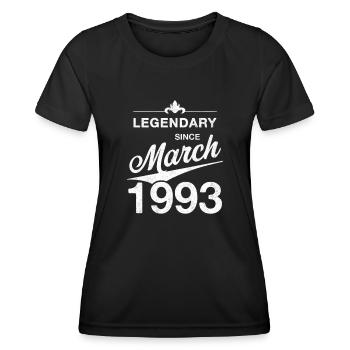 30. Geburtstag Legendär März 1993 Jahrgang 93 - Frauen Funktions-T-Shirt - Schwarz - Vorne - AI Model Female 172 light (172cm)