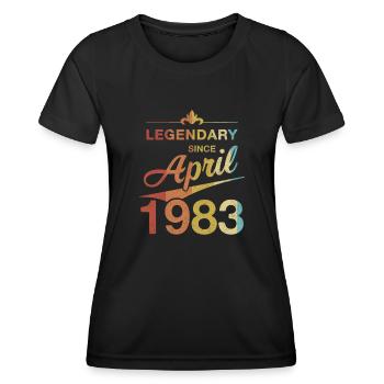 40. Geburtstag Legendär April 1983 Jahrgang 83 - Frauen Funktions-T-Shirt - Schwarz - Vorne - AI Model Female 172 light (172cm)