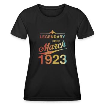 100. Geburtstag Legendär März 1923 Jahrgang 23 - Frauen Funktions-T-Shirt - Schwarz - Vorne - AI Model Female 172 light (172cm)