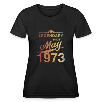 50. Geburtstag Legendär Mai 1973 Jahrgang 73 - Frauen Funktions-T-Shirt - Schwarz - Vorne - AI Model Female 172 light (172cm)