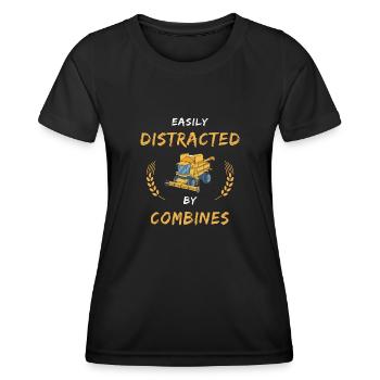 Easily distracted by combine farmer farmers - Women's Functional T-Shirt - black - Front - AI Model Female 172 light (172cm)