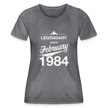 40th Birthday Legendary February 1984 Volume 84 - Women's Functional T-Shirt - dark melange  - Front - AI Model Female 172 light (172cm)