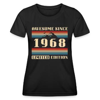 Jahrgang 1968 geboren Berge Retro Geburtstag - Frauen Funktions-T-Shirt - Schwarz - Vorne - AI Model Female 172 light (172cm)