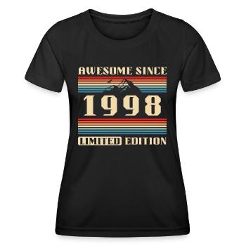 Jahrgang 1998 geboren Berge Retro Geburtstag - Frauen Funktions-T-Shirt - Schwarz - Vorne - AI Model Female 172 light (172cm)