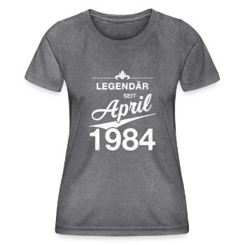 40th Birthday Legendary April 1984 Volume 84 - Women's Functional T-Shirt - dark melange  - Front - AI Model Female 172 light (172cm)