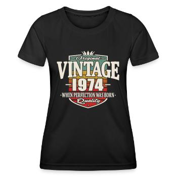 Vintage 1974 - Women's Functional T-Shirt - black - Front - AI Model Female 172 light (172cm)