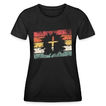 Jesus Christus - Christliches Shirt - Kreuz - Frauen Funktions-T-Shirt - Schwarz - Vorne - AI Model Female 172 light (172cm)