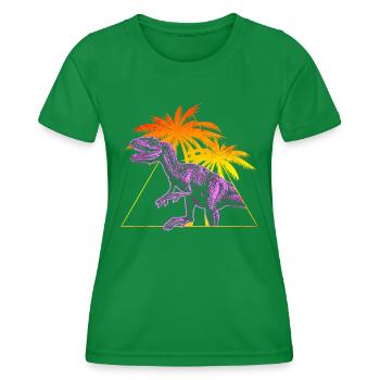 Vaporwave Allosaurus Dinosaurier - Frauen Funktions-T-Shirt - Kelly Green - Vorne - AI Model Female 172 dark (172cm)