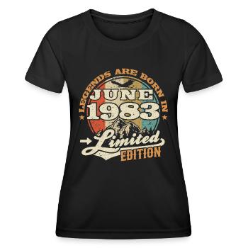 Born in Juni 1983 - 40 years old - Women's Functional T-Shirt - black - Front - AI Model Female 172 light (172cm)
