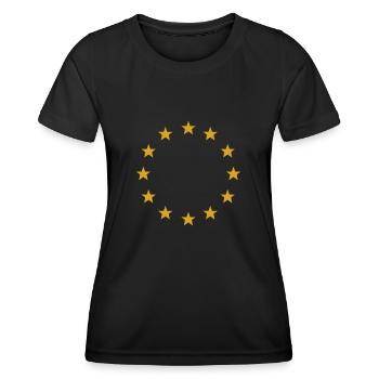 Europa Europasterne - Frauen Funktions-T-Shirt - Schwarz - Vorne - AI Model Female 172 light (172cm)
