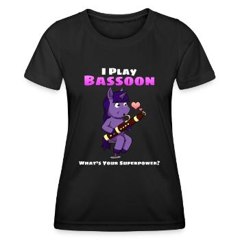 Unicorn Bassoon Bassoonist Bassoon Player - Funktionsshirt til damer - sort - Foran - AI Model Female 172 light (172cm)