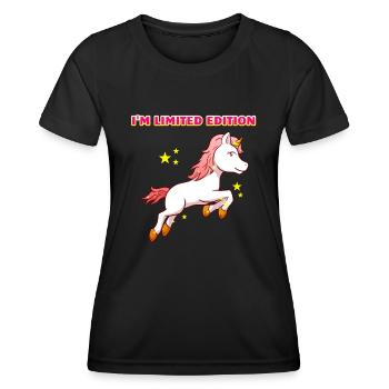 I'm Limited Edition Unicorn Einhorn Besonders - Frauen Funktions-T-Shirt - Schwarz - Vorne - AI Model Female 172 light (172cm)