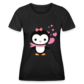 Gentil pingouin avec des cœurs célèbre l’amour - T-shirt sport Femme - noir - Devant - AI Model Female 172 light (172cm)