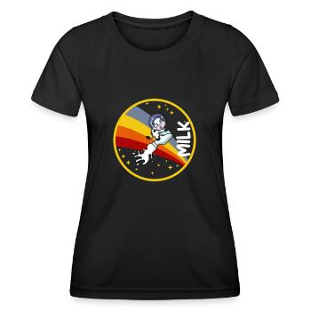 Milch Kuh Flasche Weltraum Astronaut Milchstraße - Frauen Funktions-T-Shirt - Schwarz - Vorne - AI Model Female 172 light (172cm)