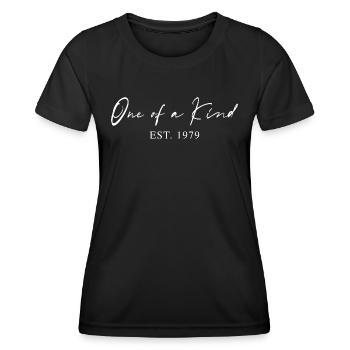 Einzigartig seit 1979 Geschenkidee Typografie - Frauen Funktions-T-Shirt - Schwarz - Vorne - AI Model Female 172 light (172cm)