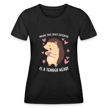 Inside This Spiky Exterior Is A Tender Heart - Women's Functional T-Shirt - black - Front - AI Model Female 172 light (172cm)