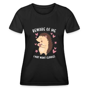 Hedgie Beware Of My Hedgehog - Women's Functional T-Shirt - black - Front - AI Model Female 172 light (172cm)