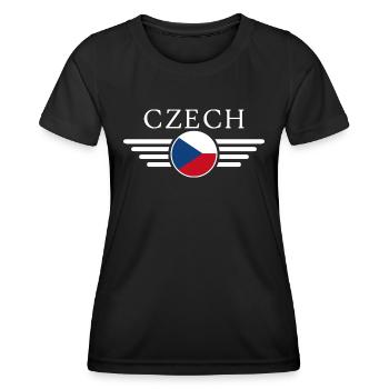Tschechische Republik T-Shirt - Frauen Funktions-T-Shirt - Schwarz - Vorne - AI Model Female 172 light (172cm)