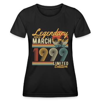 Légendaire depuis mars 1999 Vintage Birthday - T-shirt sport Femme - noir - Devant - AI Model Female 172 light (172cm)