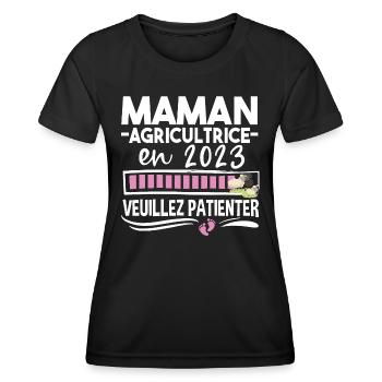 2023 Maman Agricultrice Agriculture Naissance - T-shirt sport Femme - noir - Devant - AI Model Female 172 light (172cm)