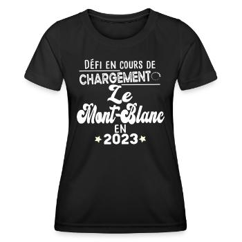 2023 Mont Blanc Montagne France Suisse Italie - T-shirt sport Femme - noir - Devant - AI Model Female 172 light (172cm)